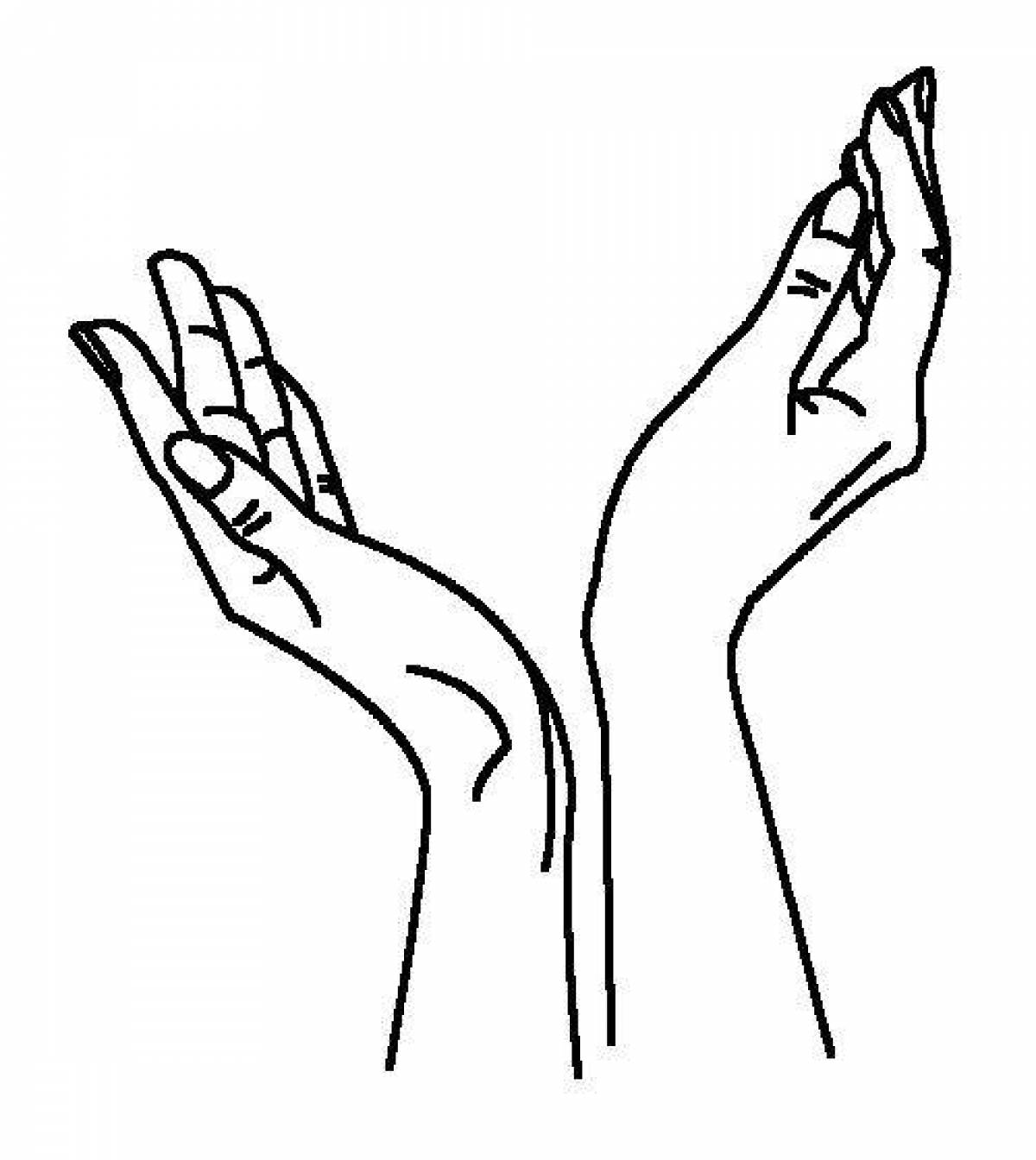 Detailed human hand coloring page