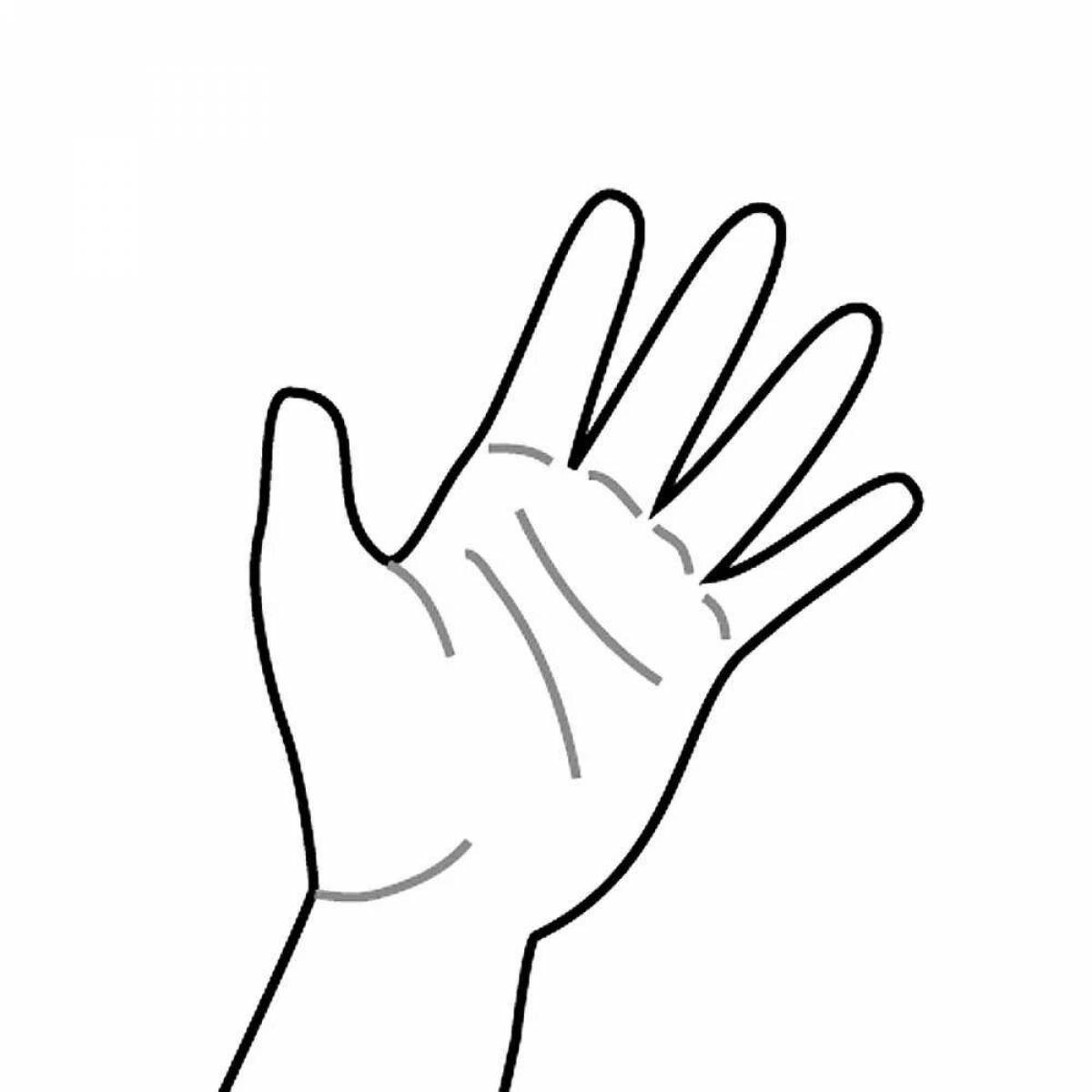 Coloring book cheerful human hand