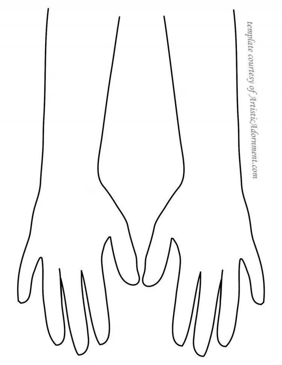 Color glowing human hand coloring page