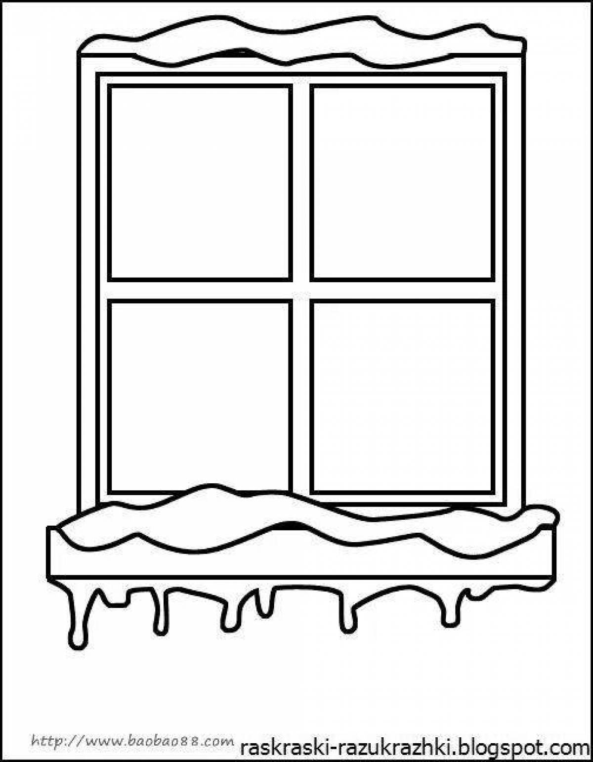 Яркая зимняя раскраска окна