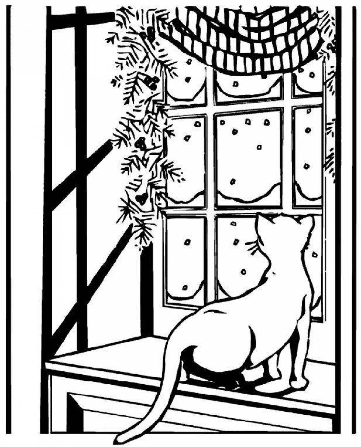 Coloring page gorgeous winter window