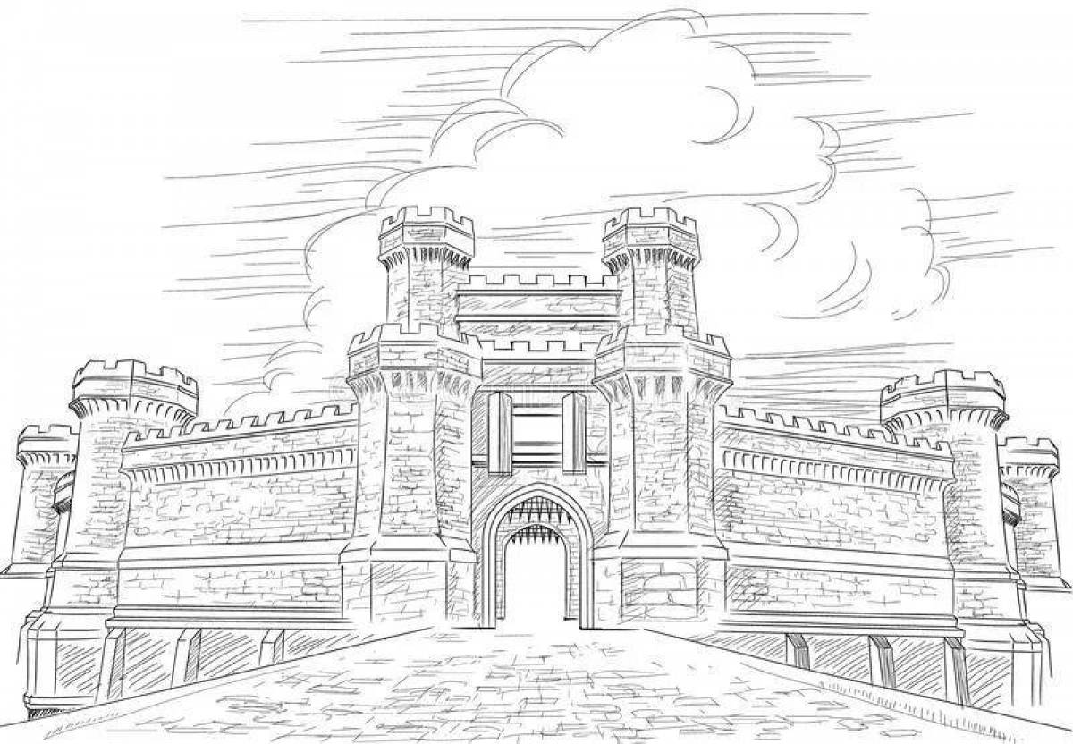 Coloring page majestic Brest fortress