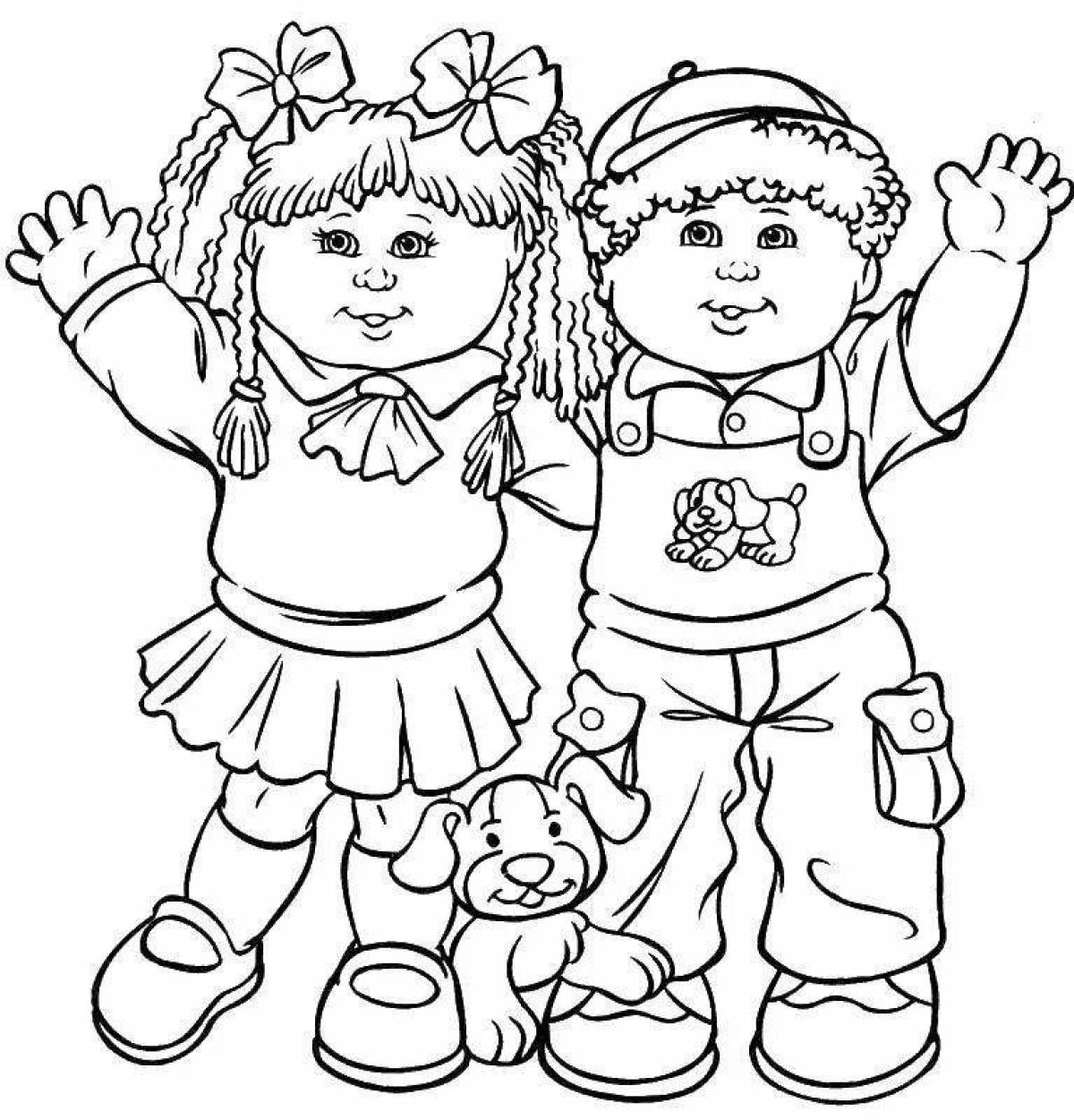 Joyful coloring funny friends