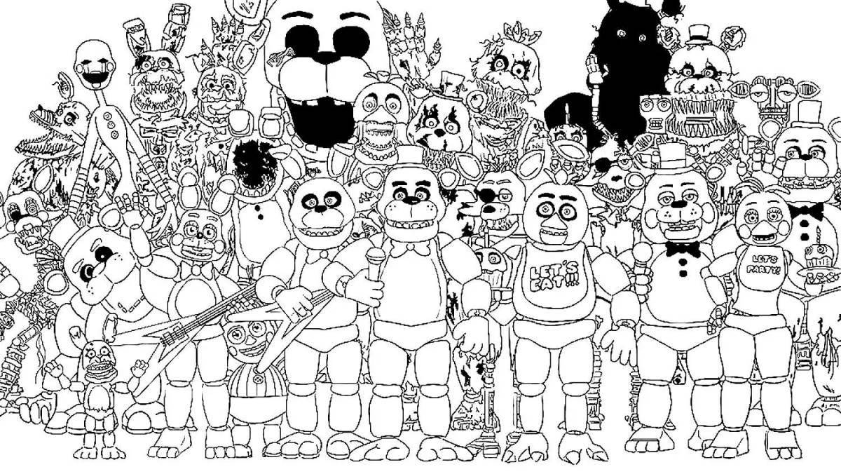 Animated fnaf world coloring page