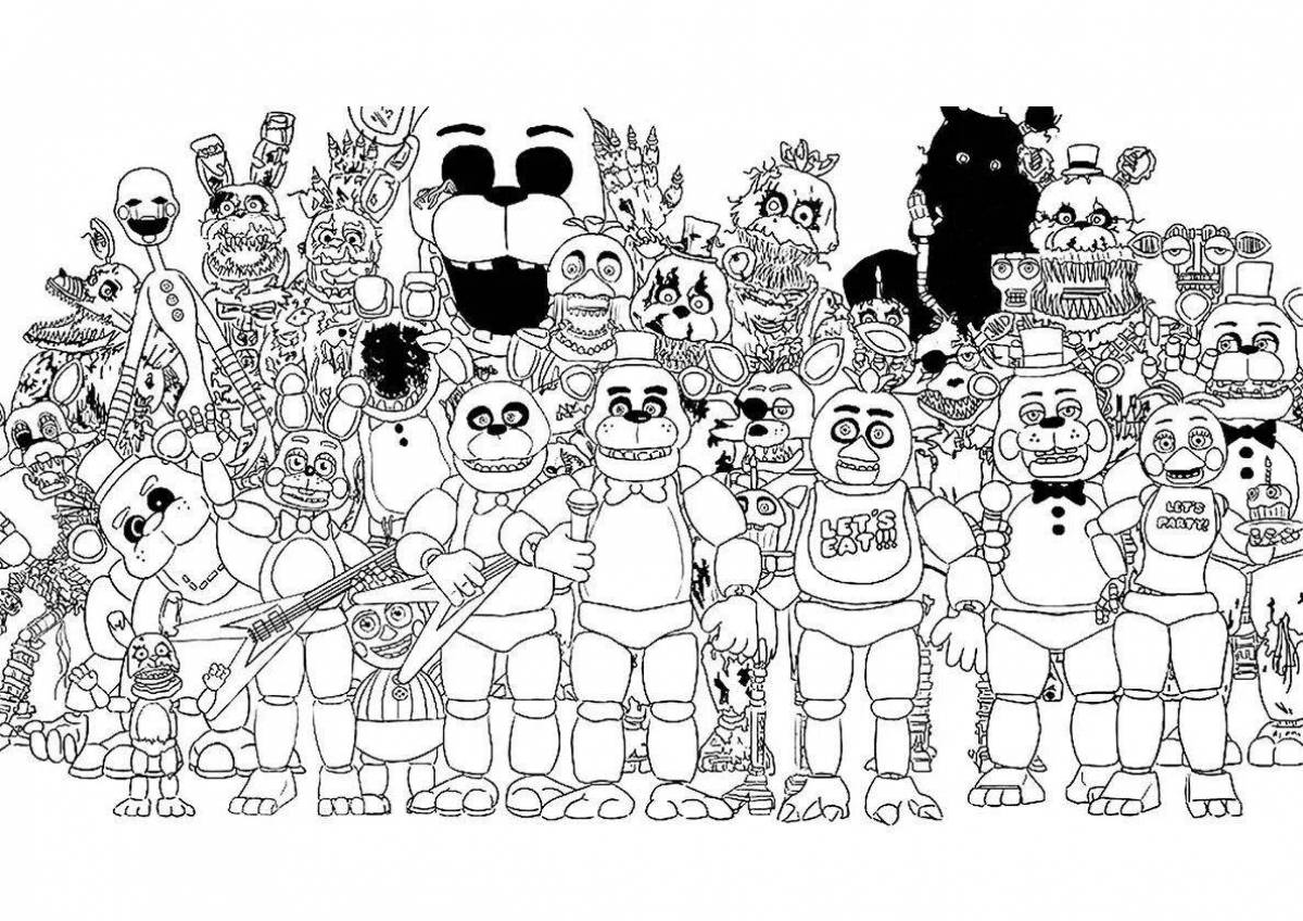 Adorable fnaf world coloring page