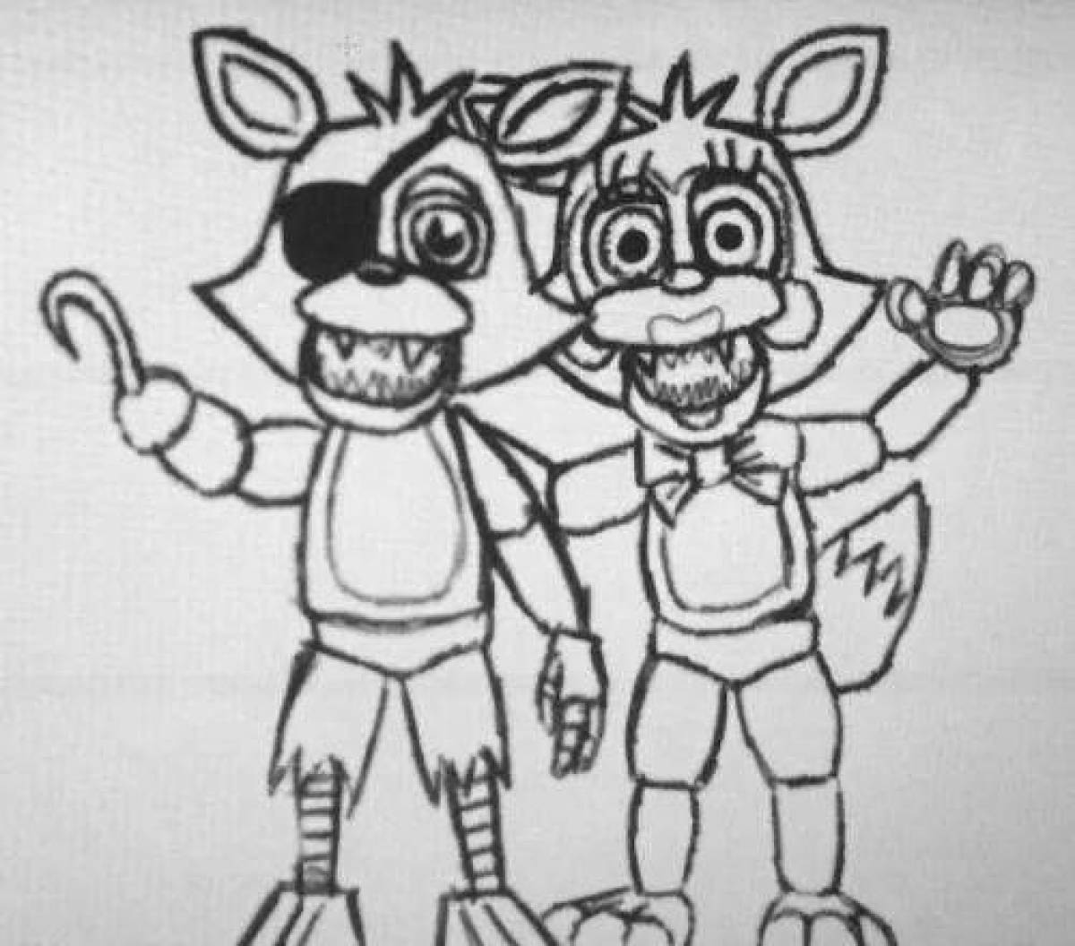 Tempting fnaf world coloring page