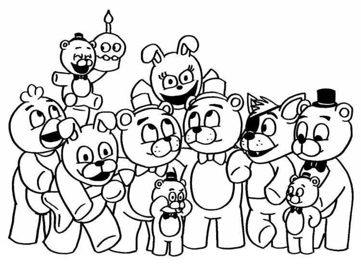 Funny fnaf world coloring page