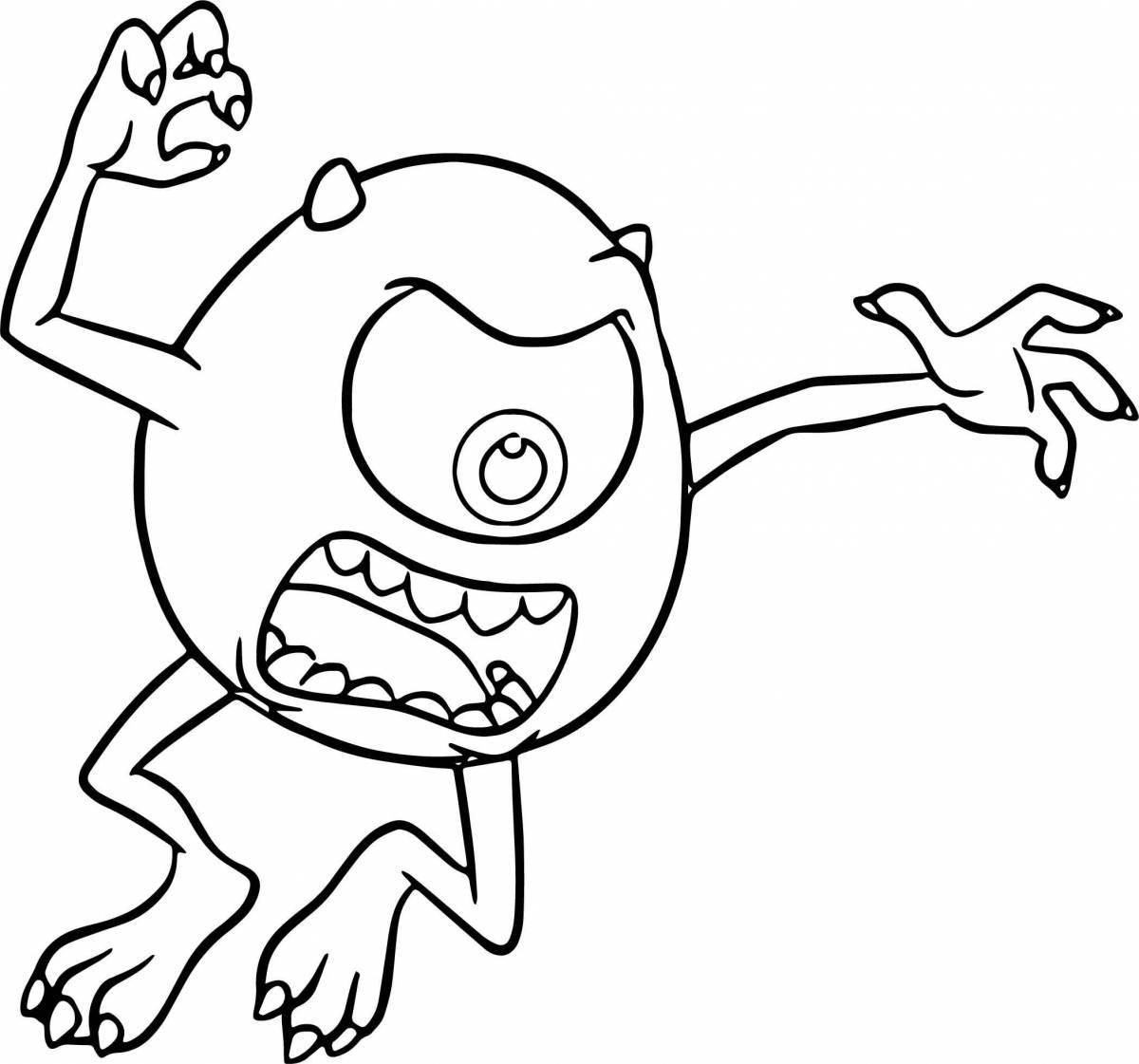 Smiling plush monster coloring page