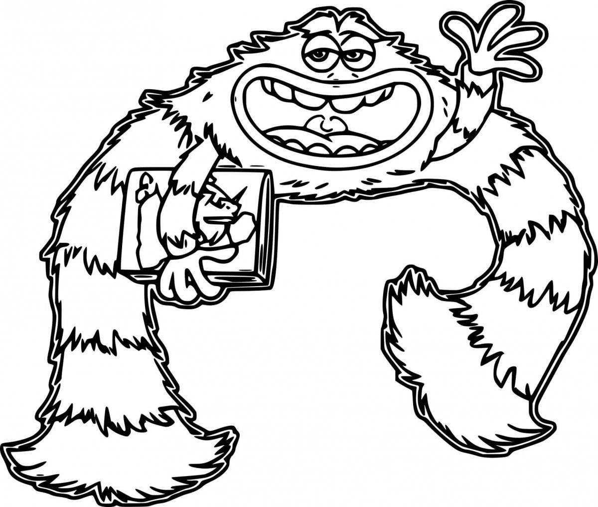 Adorable plush monster coloring page