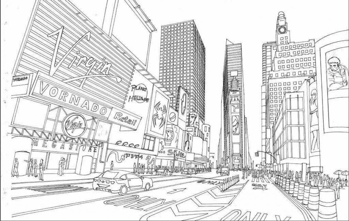 Gorgeous modern city coloring book