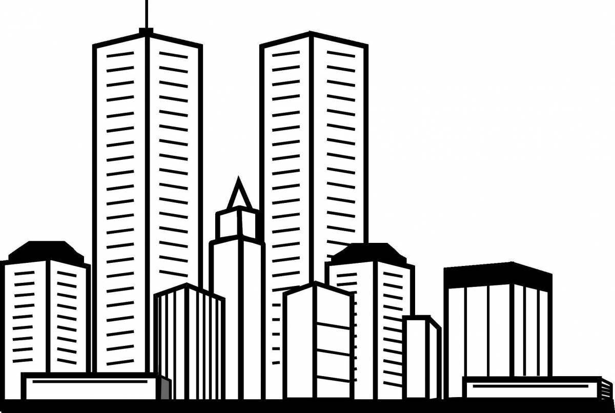 Brilliant modern city coloring page