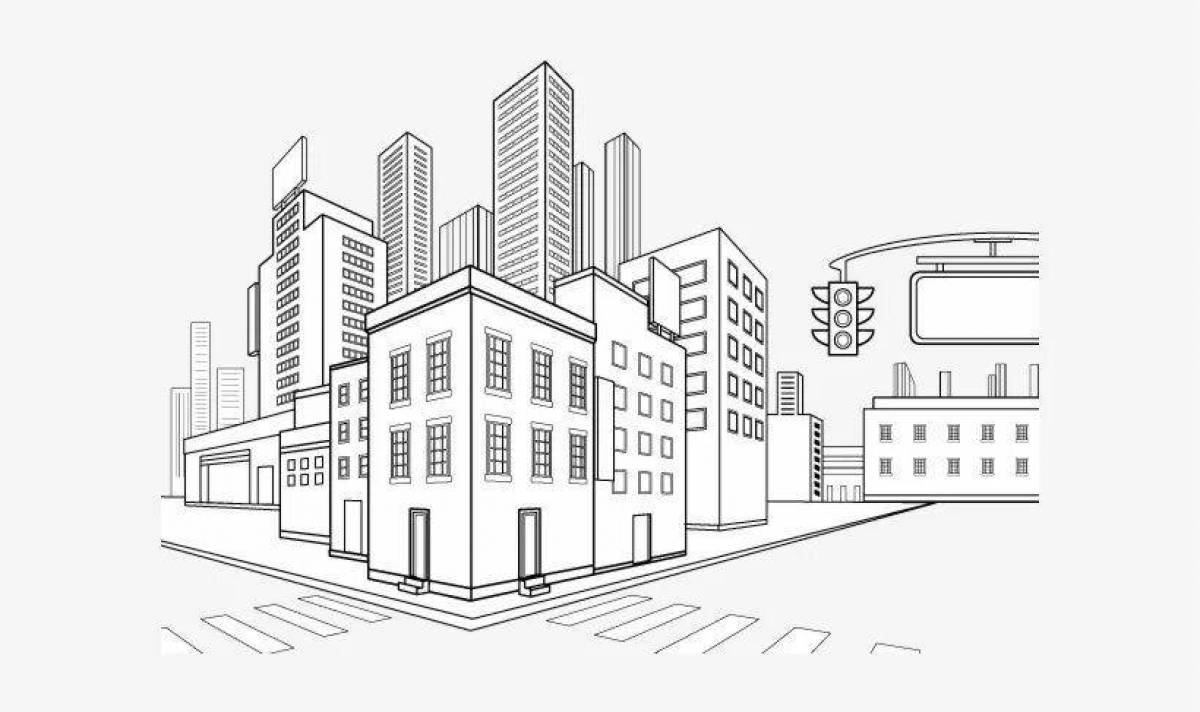 Amazing modern city coloring page