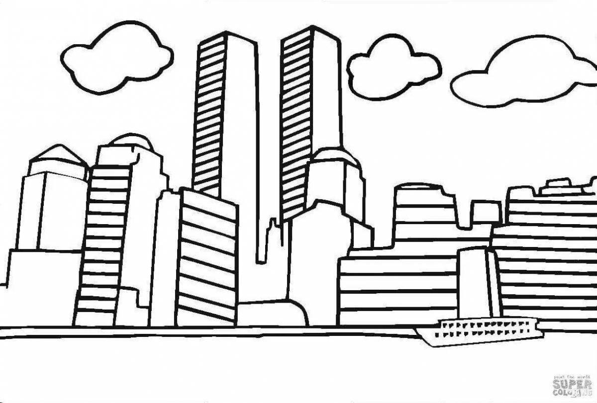 Luxury modern city coloring page