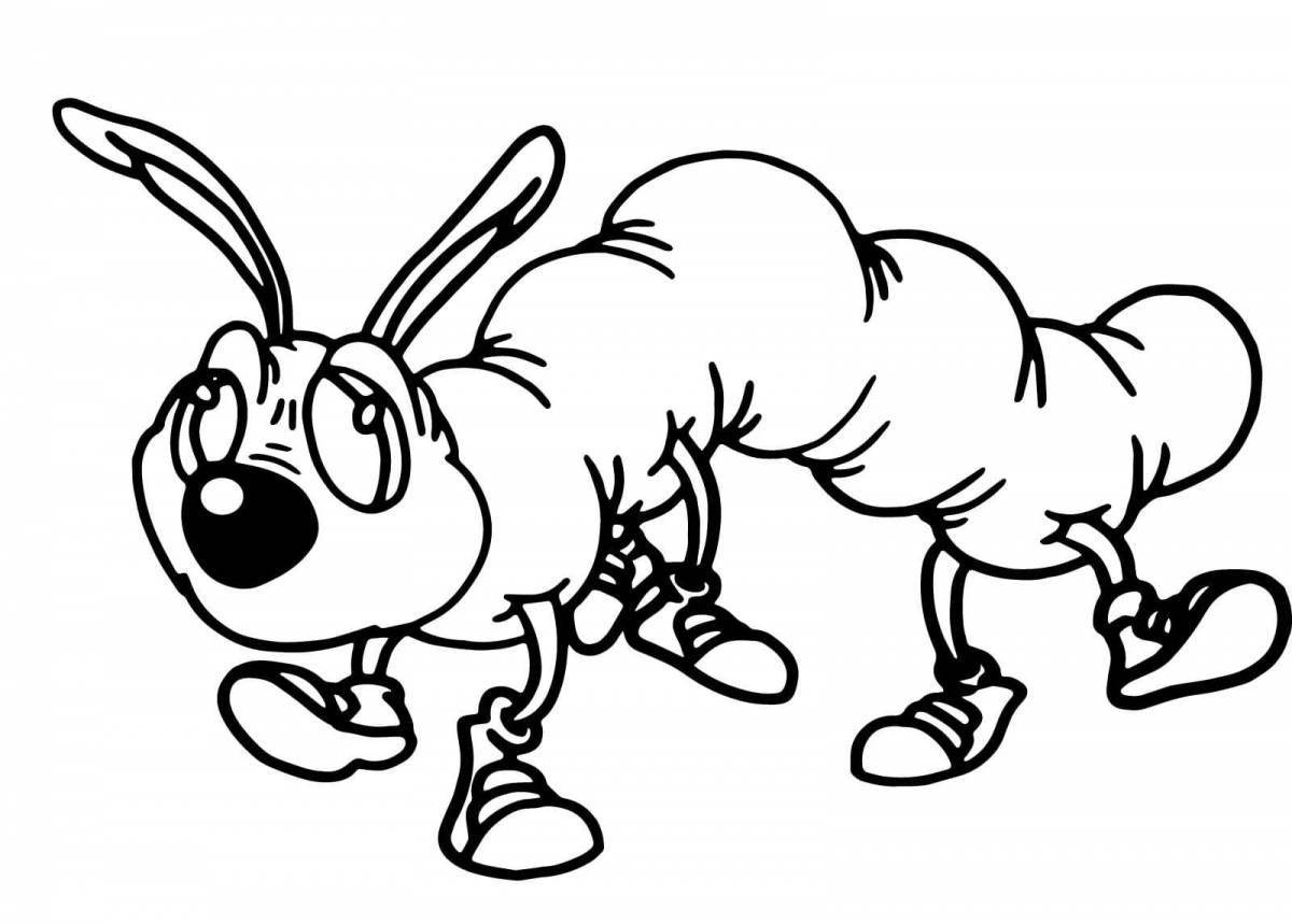 Раскраска сказочная собачья гусеница
