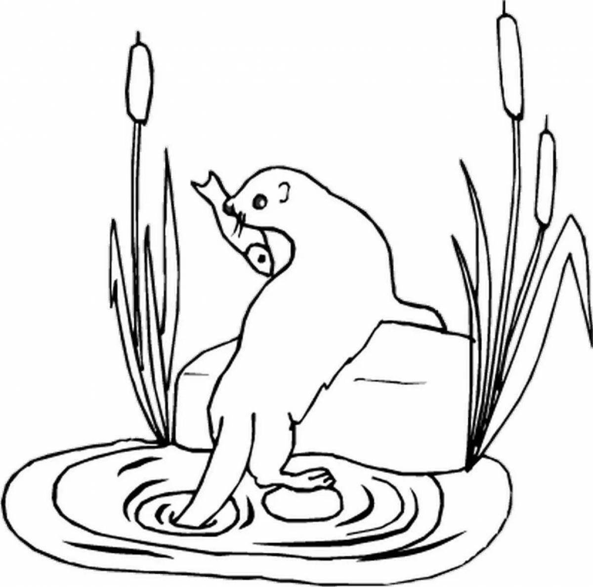Adorable river otter coloring page