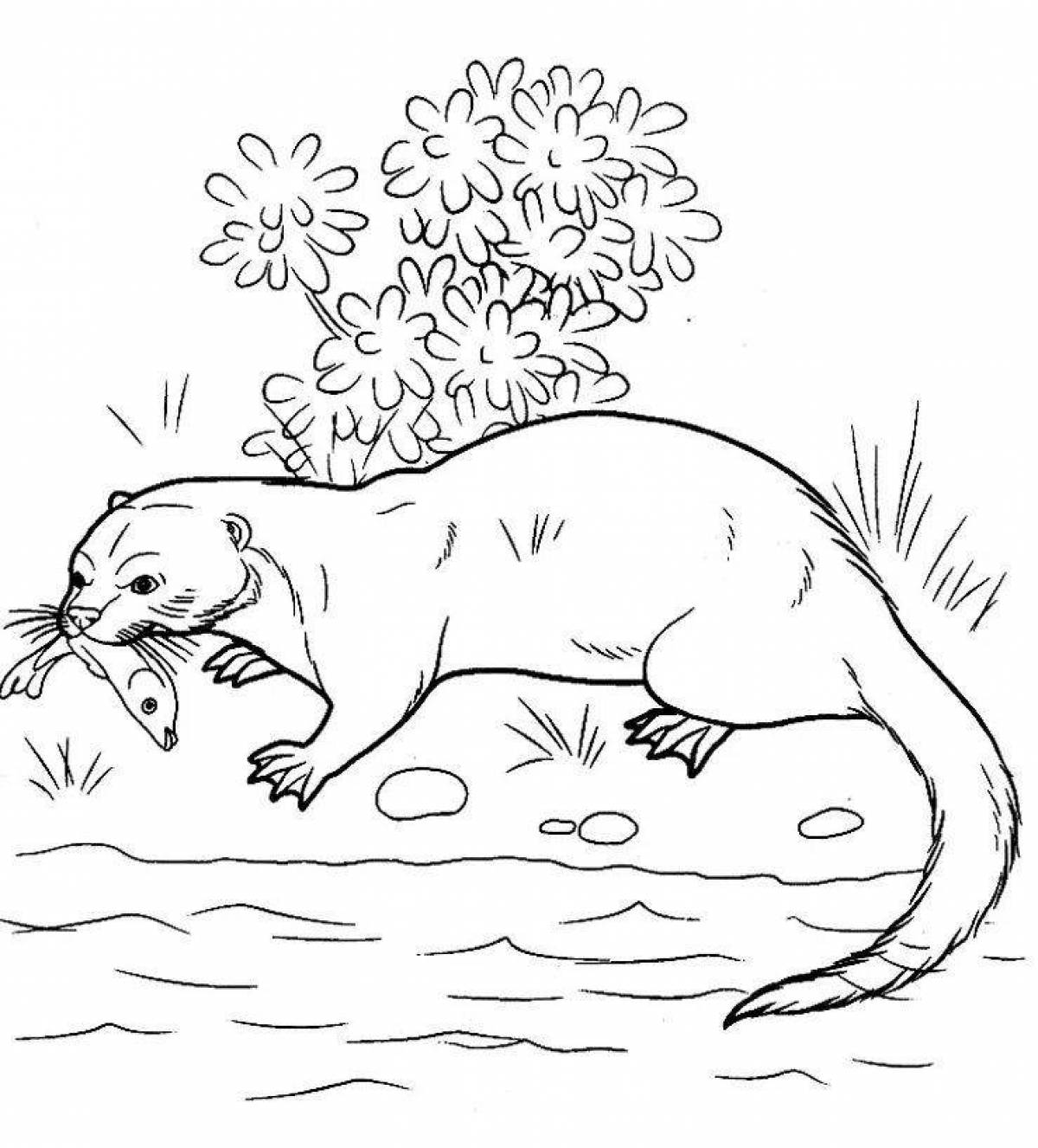 Coloring page happy river otter