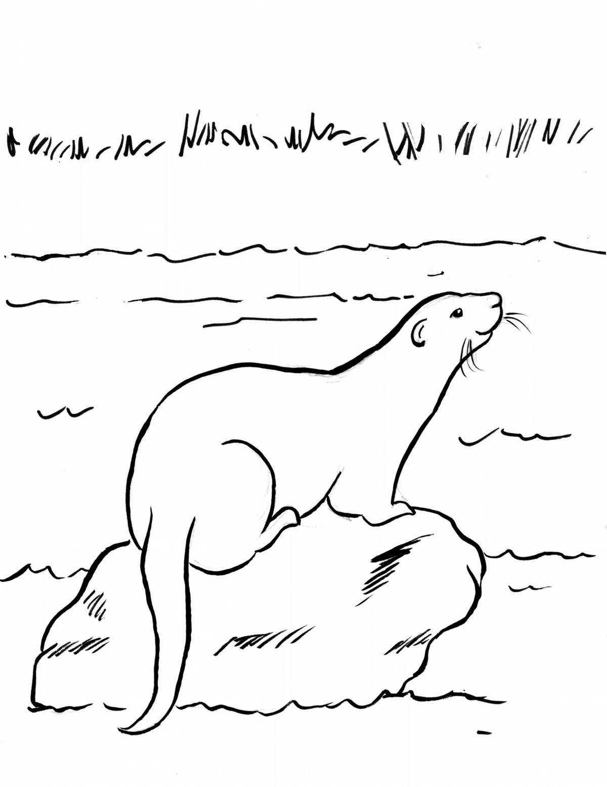 Cute river otter coloring page