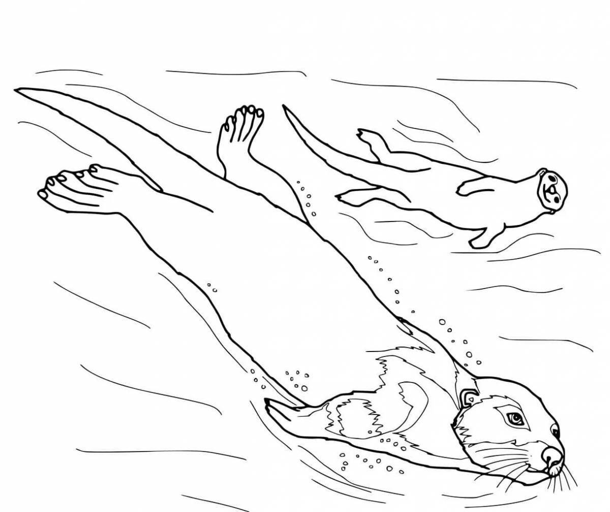Funny river otter coloring book