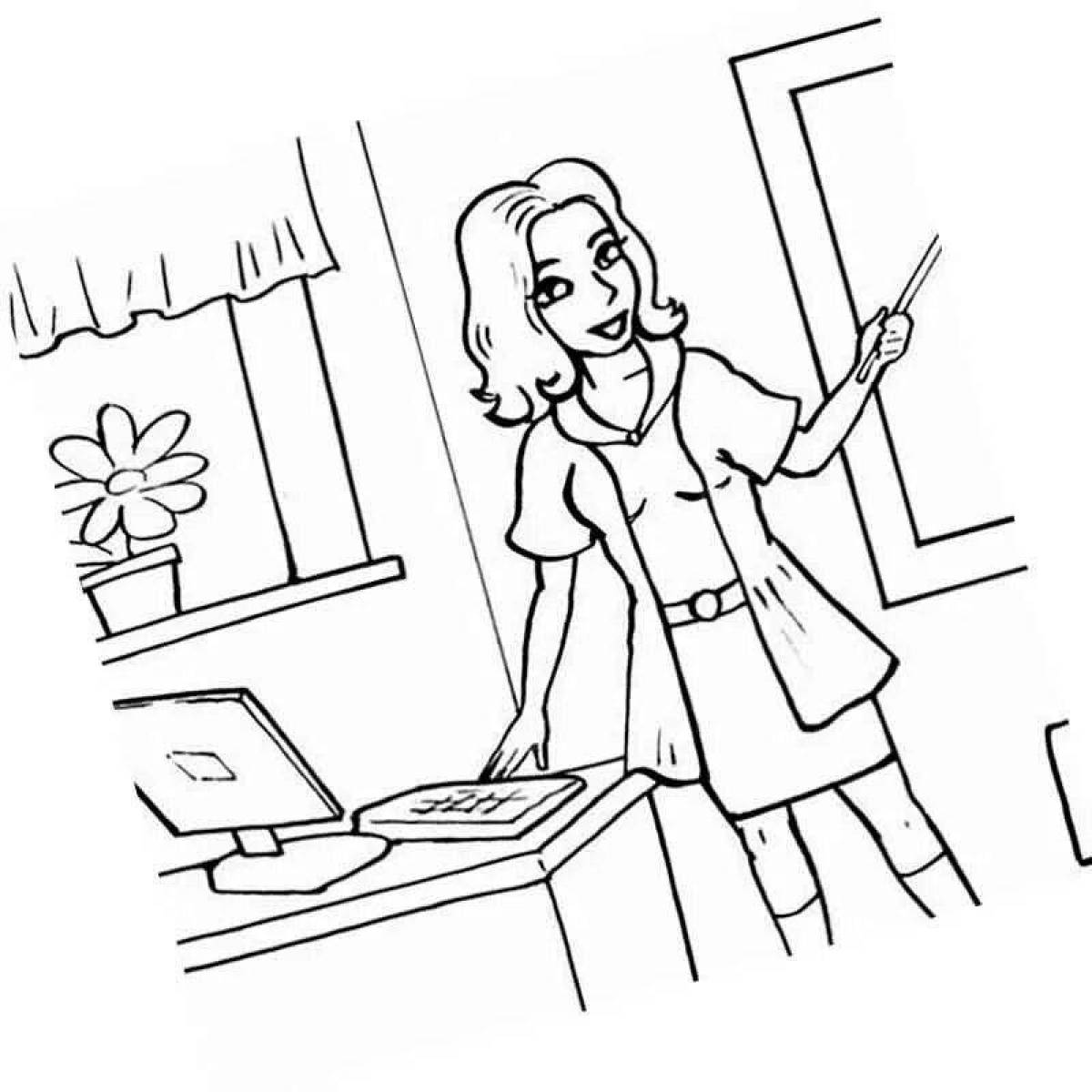 Angry teacher coloring page
