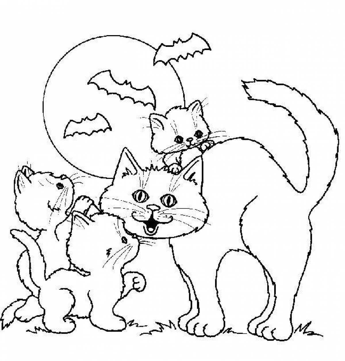 Кошка с котятами рисунок для детей