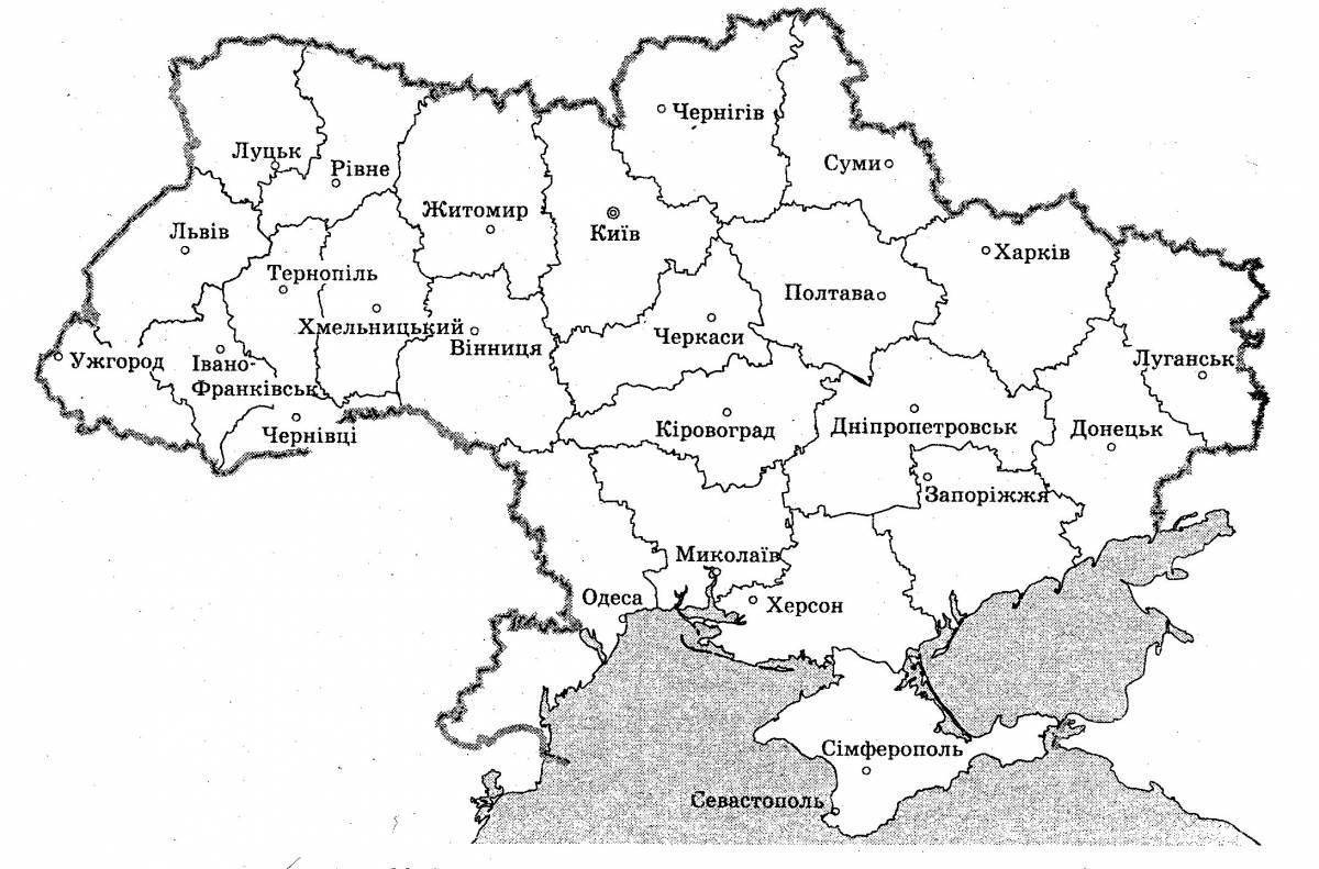 Контурная карта украины. Административная карта Украины. Области Украины. Административное деление Украины карта.