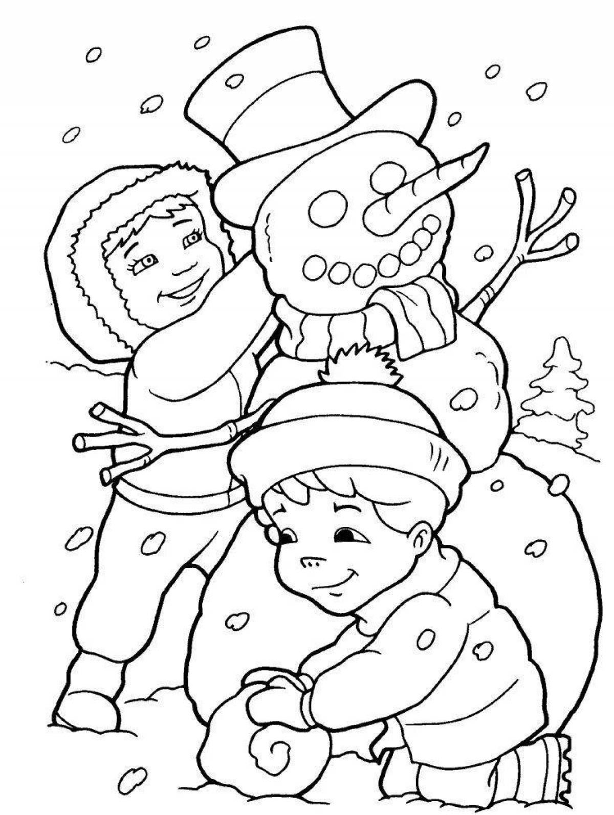 Joyful children's winter coloring book