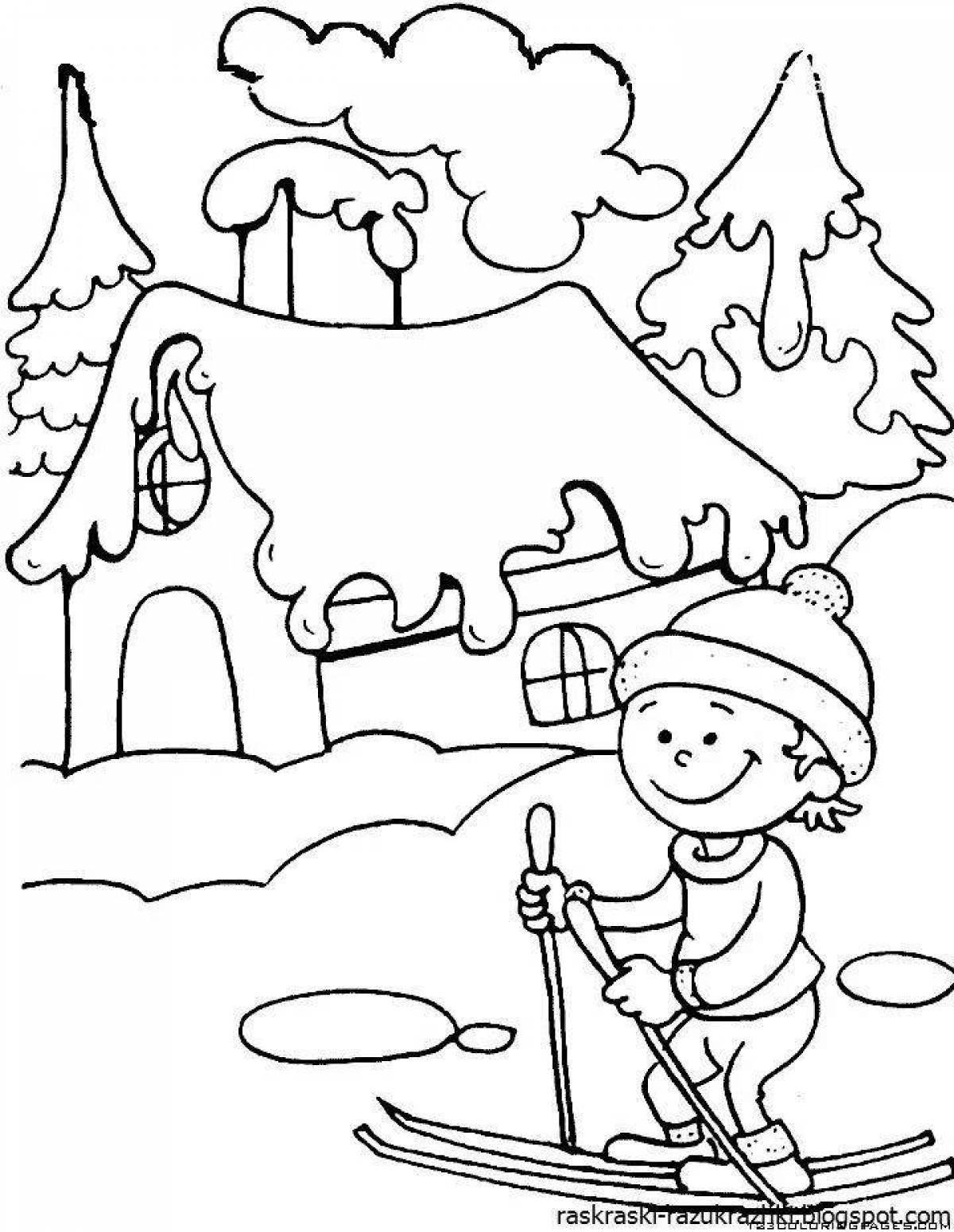 Whimsical children's winter coloring book