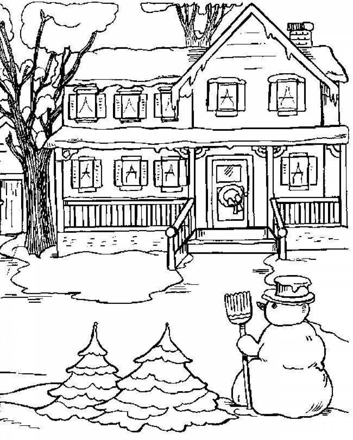 Snow city coloring page