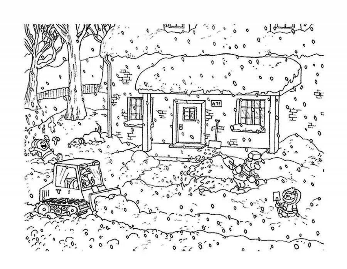 Glacial white city coloring page