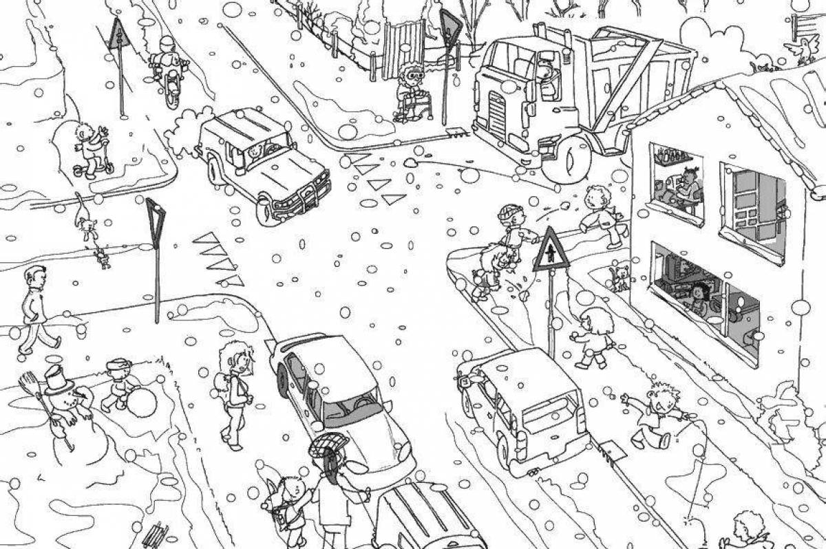 Photo Coloring frosty blue city