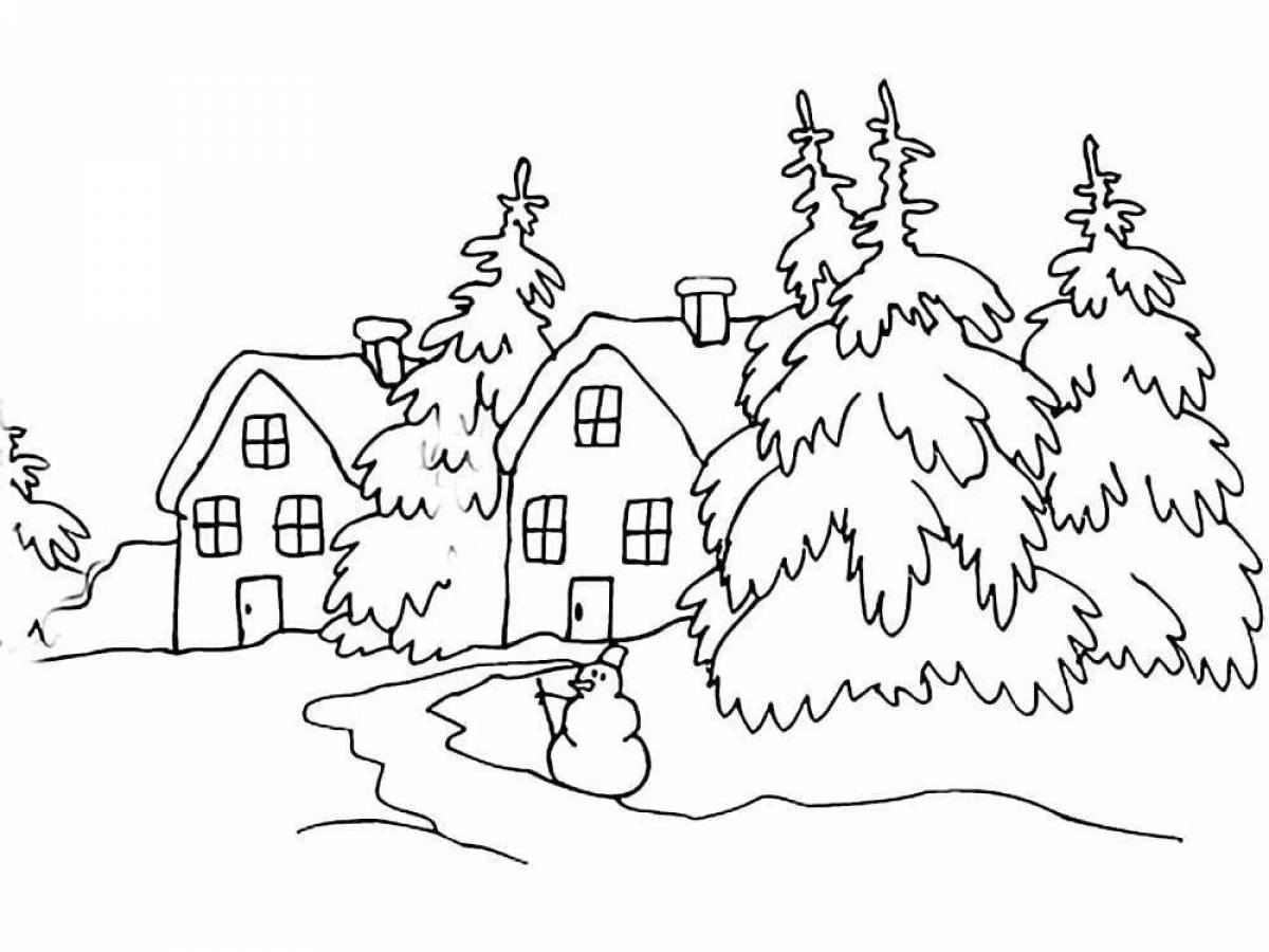 Wonderful winter landscape coloring book