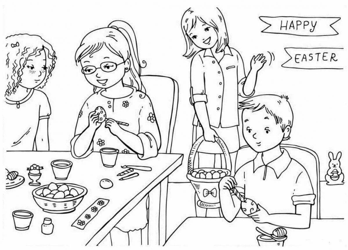 Joyful coloring family traditions