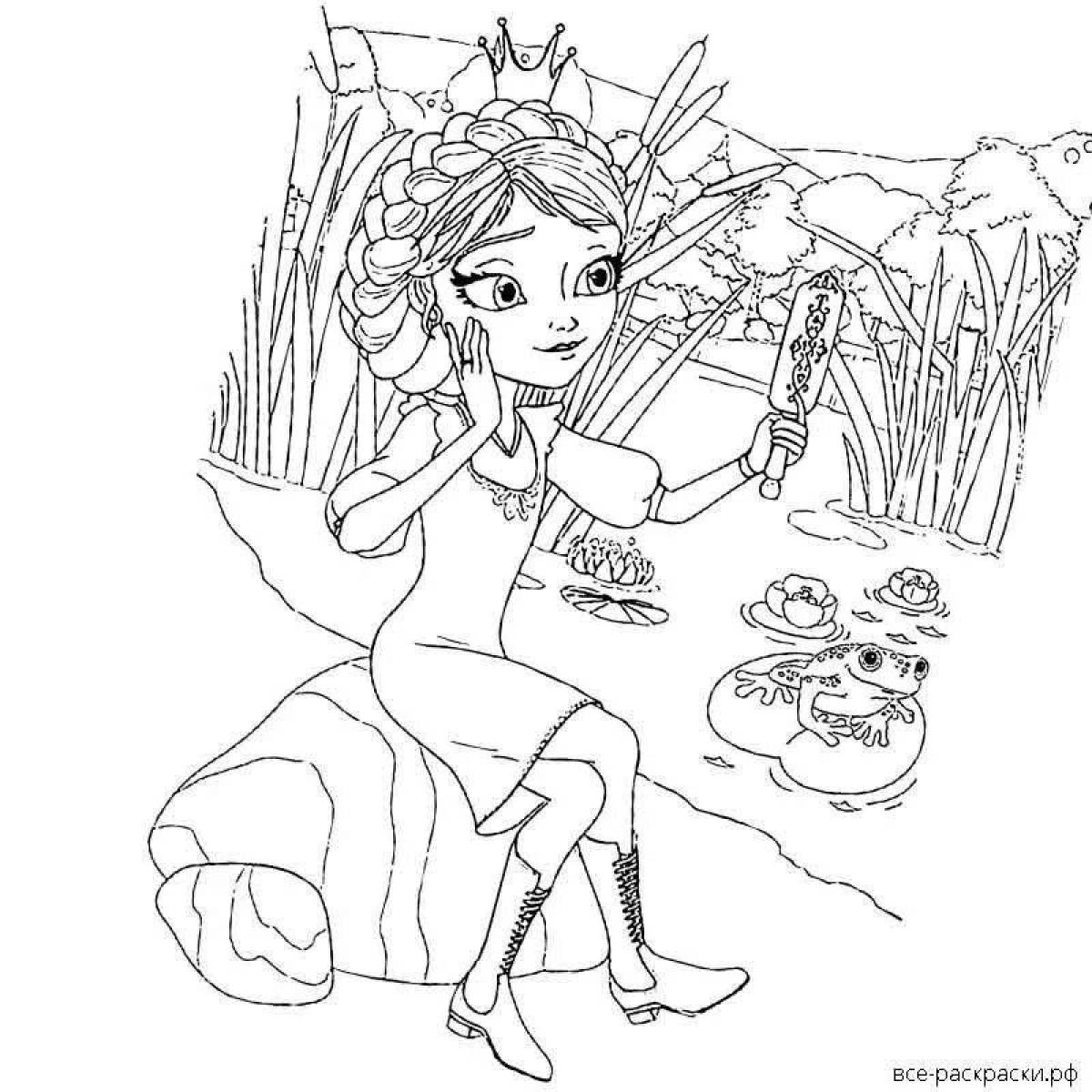 Beautiful coloring cartoon princess