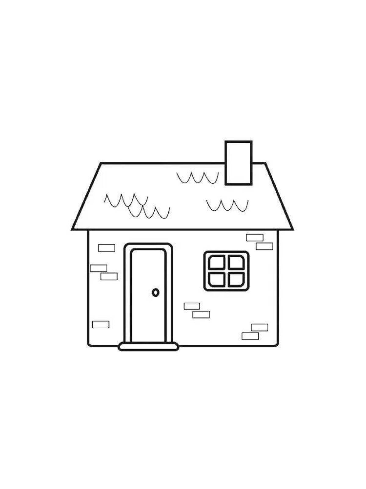 Яркая страница раскраски «простой дом»