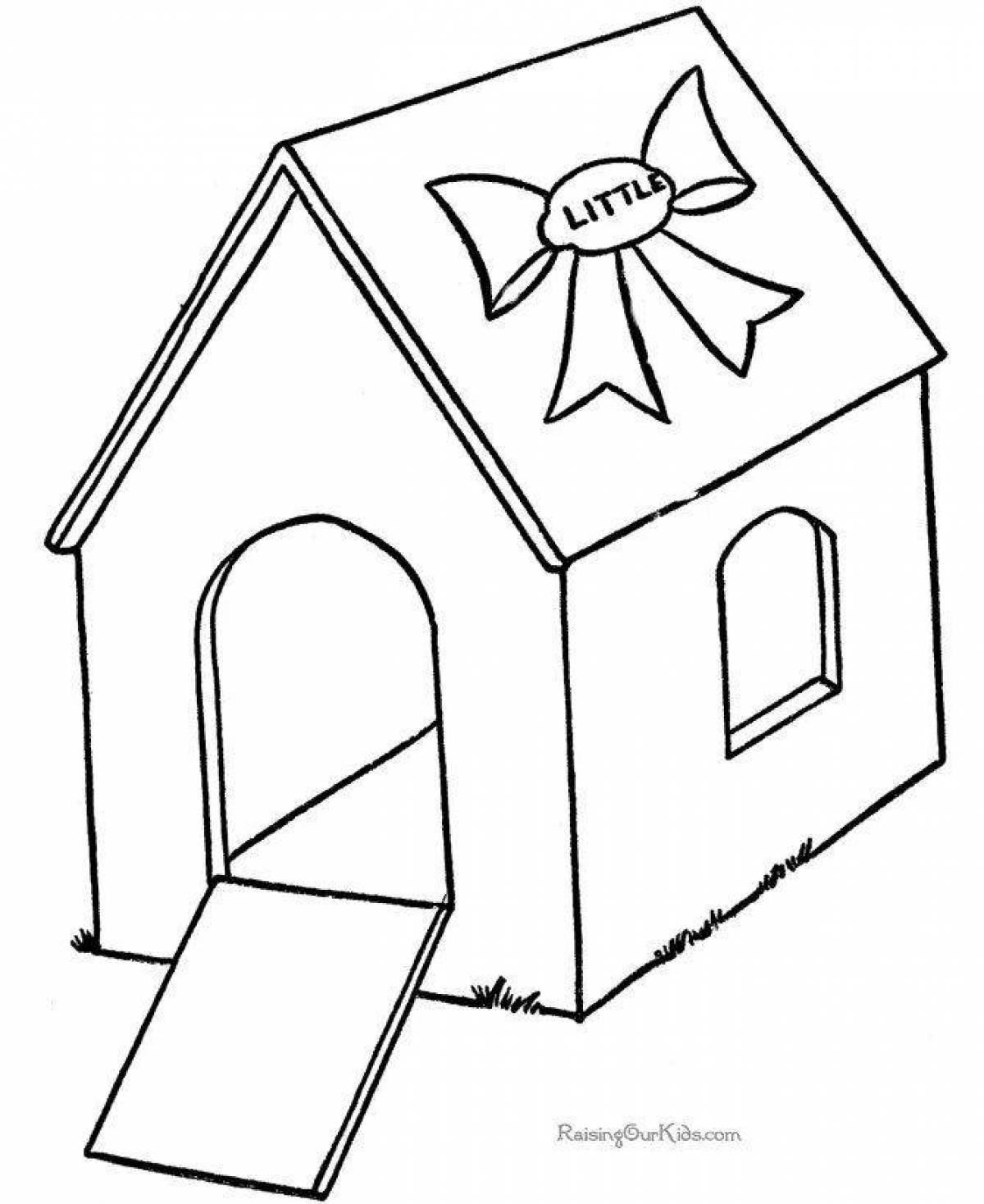 Playful simple house coloring page