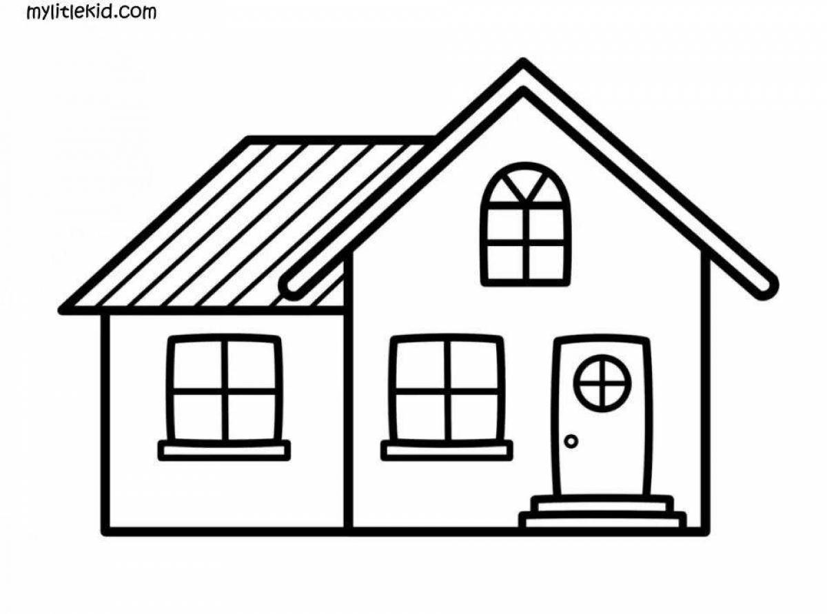 Coloring book shiny simple house