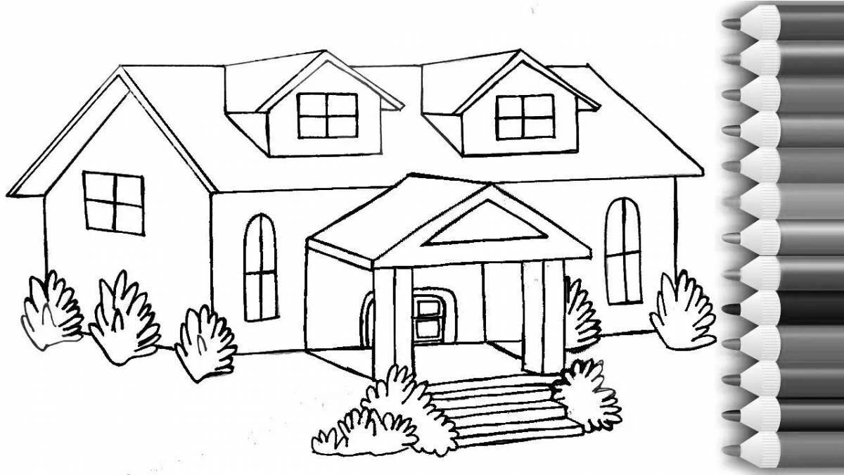 Coloring book shiny simple house