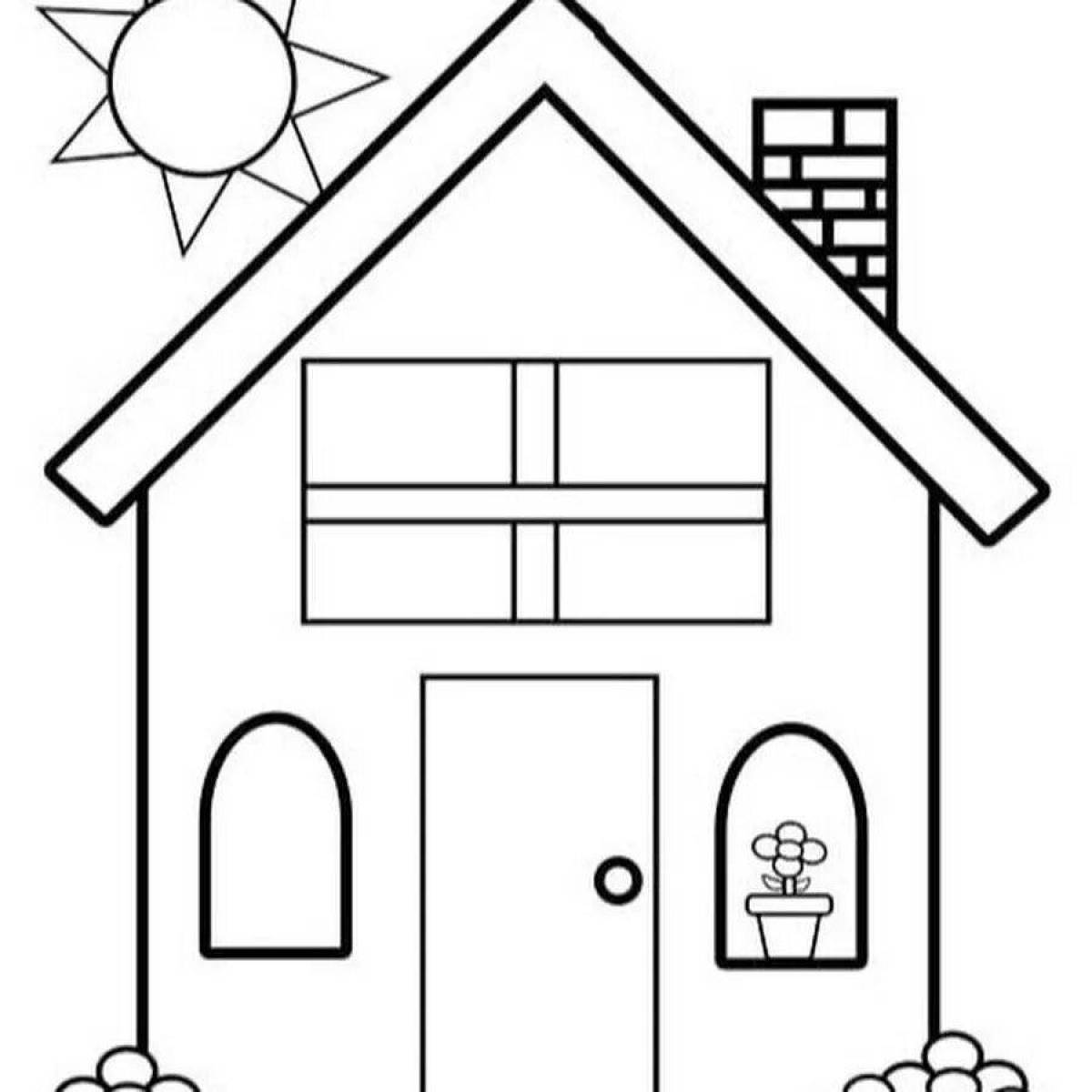 Glowing simple house coloring book