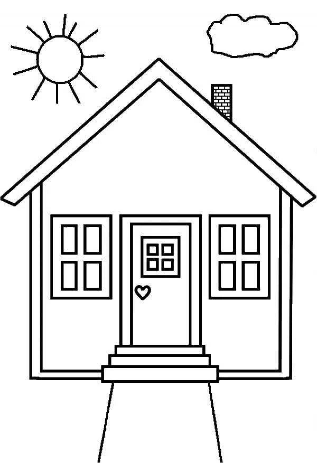 Cute simple house coloring book