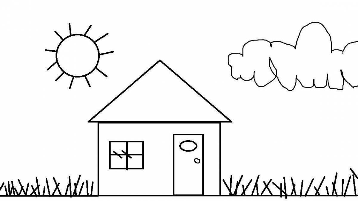 Coloring page charming simple house
