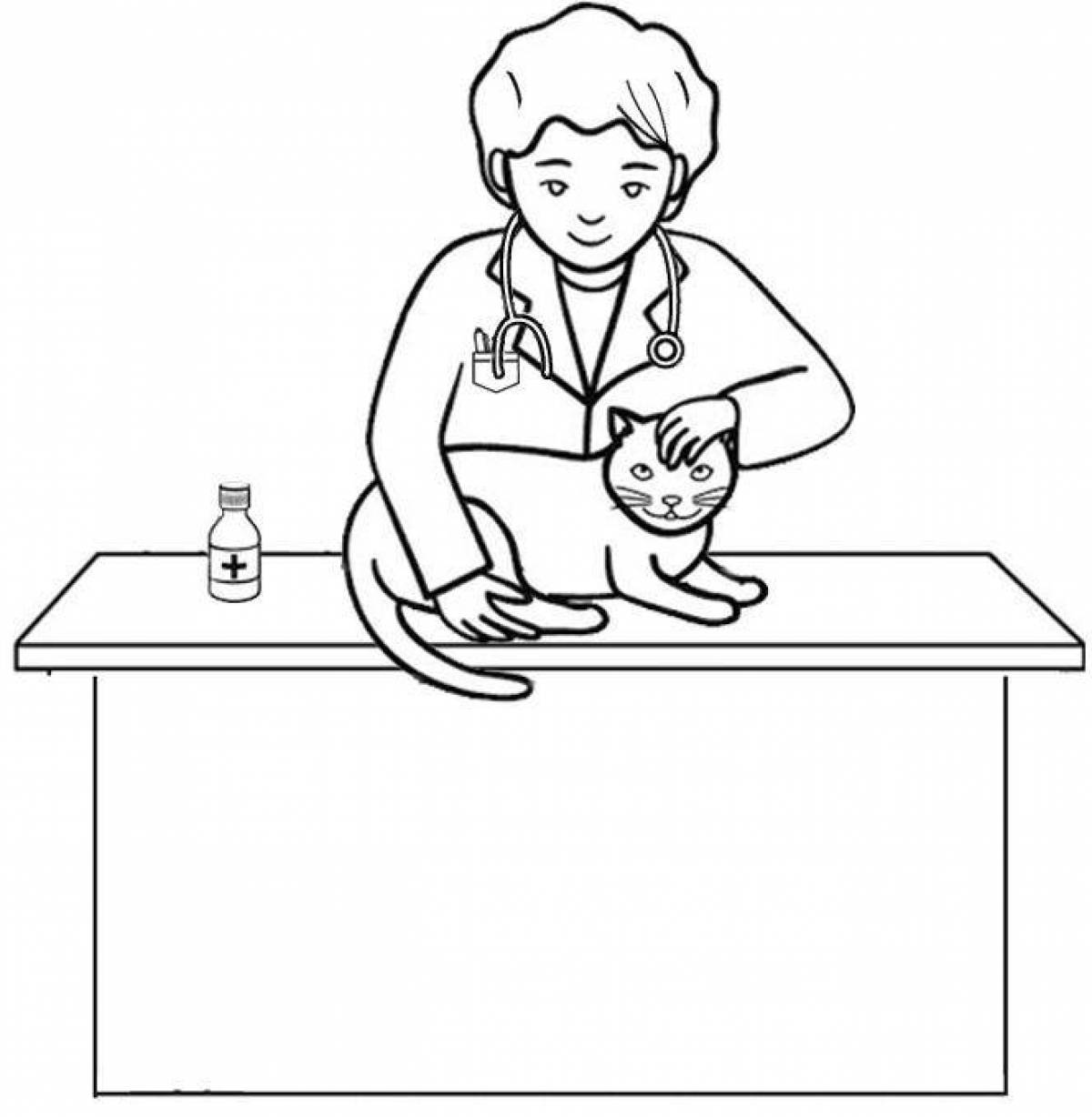 Playful veterinarian coloring page
