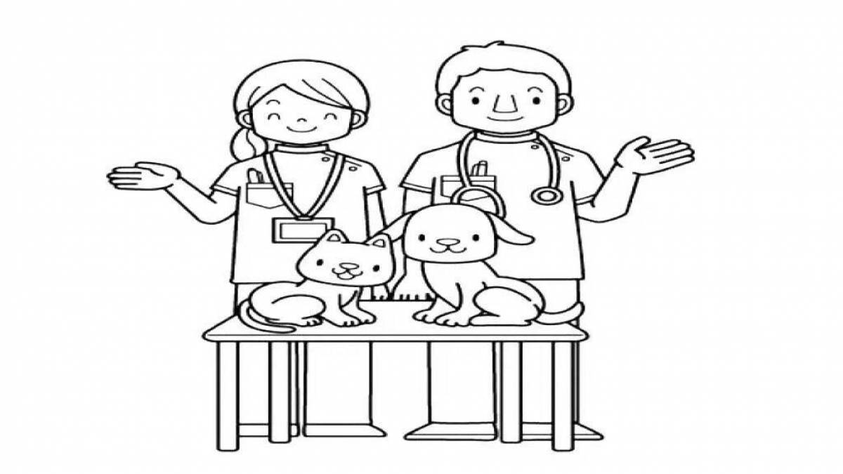 Veterinarian fun coloring book