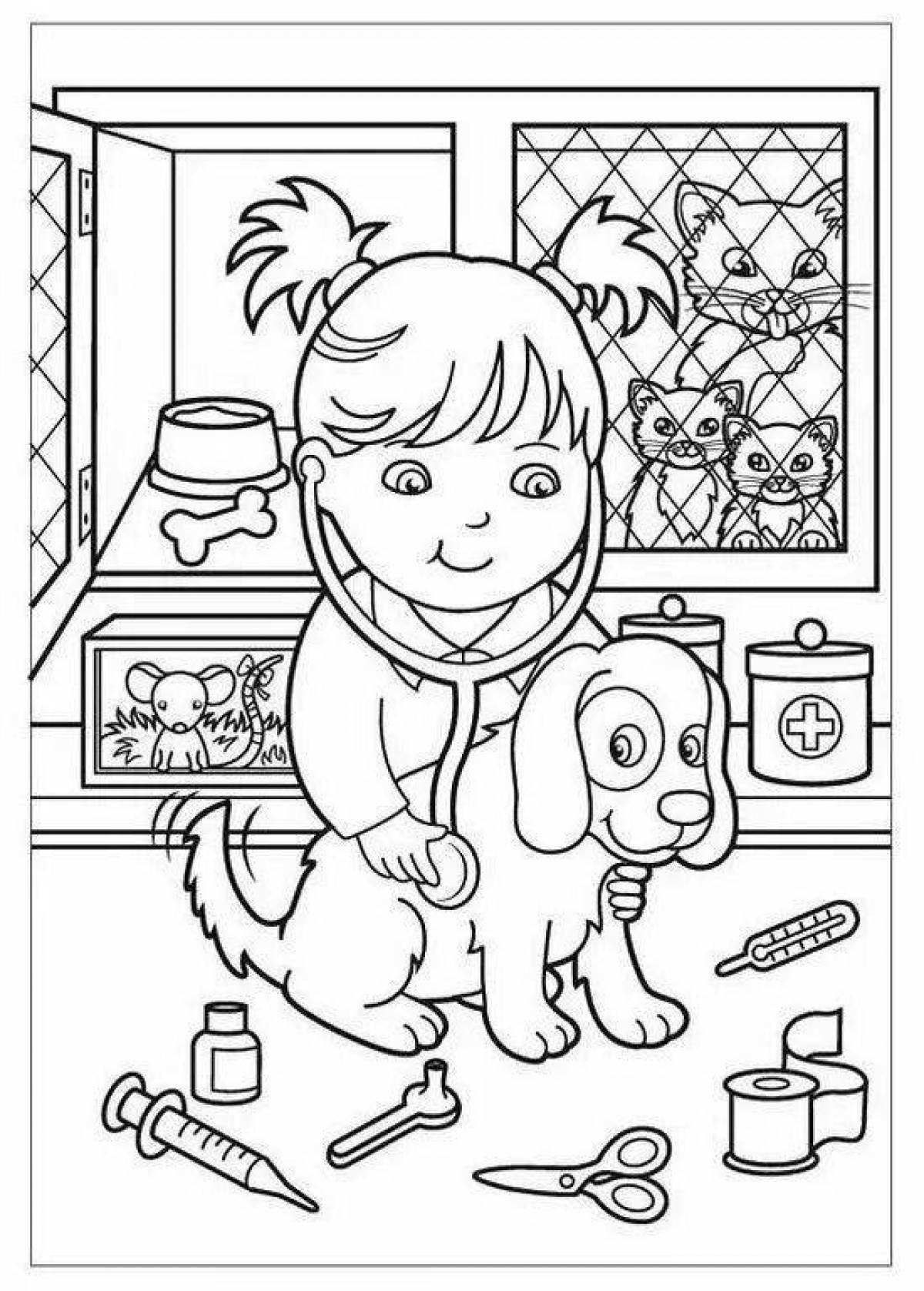 Coloring page charming veterinarian