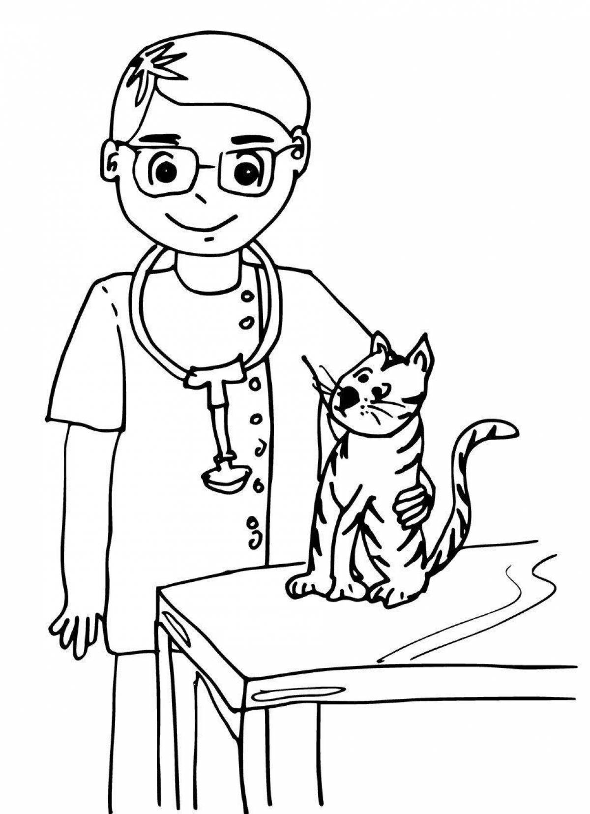 Colorful vet coloring page
