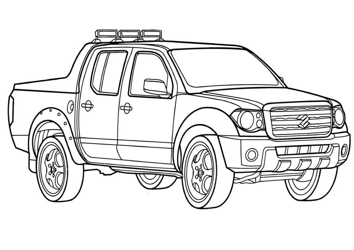 Coloring bright pickup truck