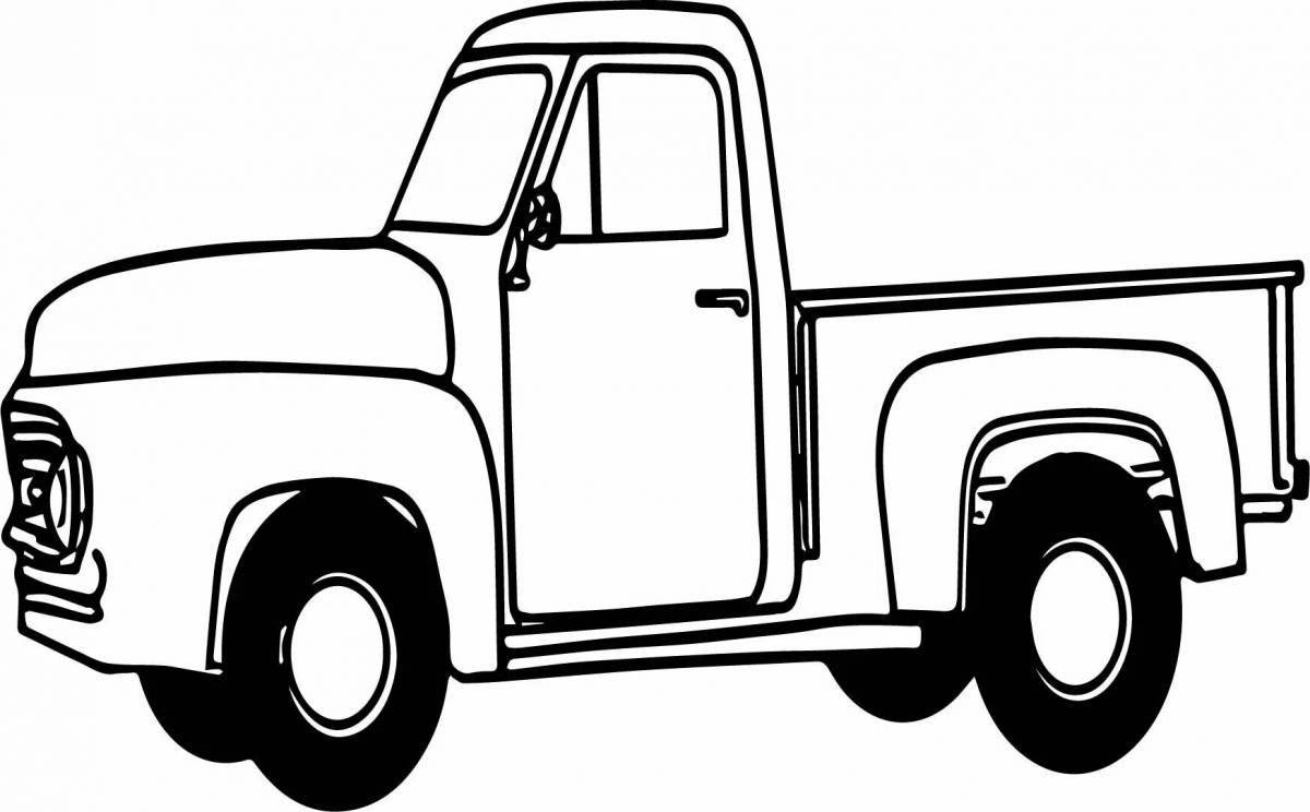 Coloring book funny pickup truck