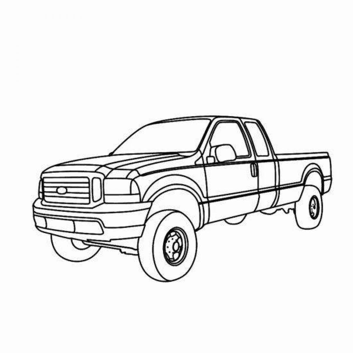 Glowing pickup truck coloring page