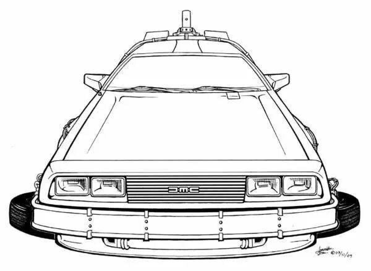Radiant delorian machine coloring page