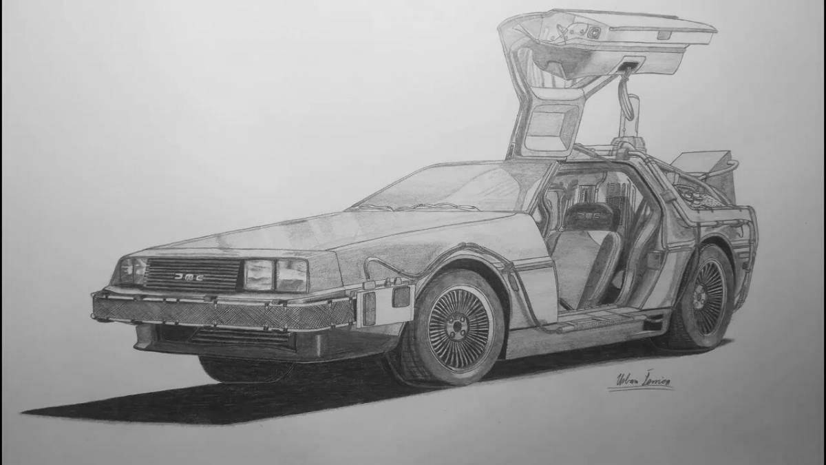 Delorian machine incredible coloring page