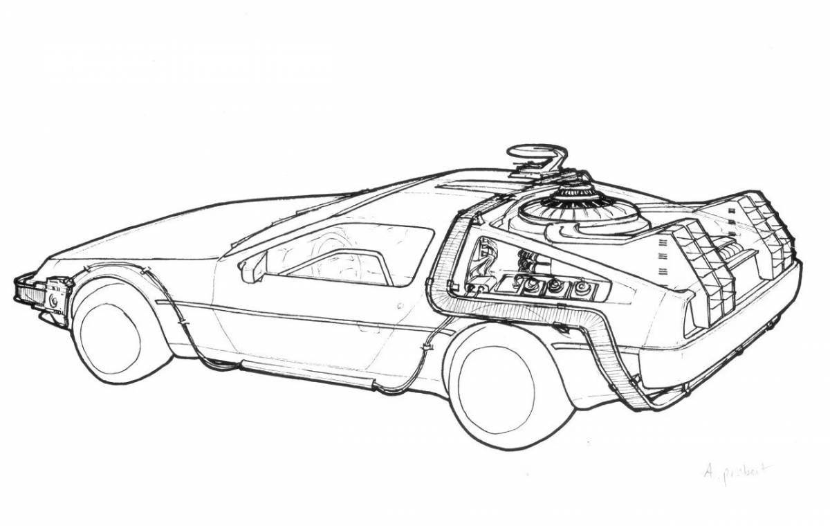 Awesome delorian machine coloring page